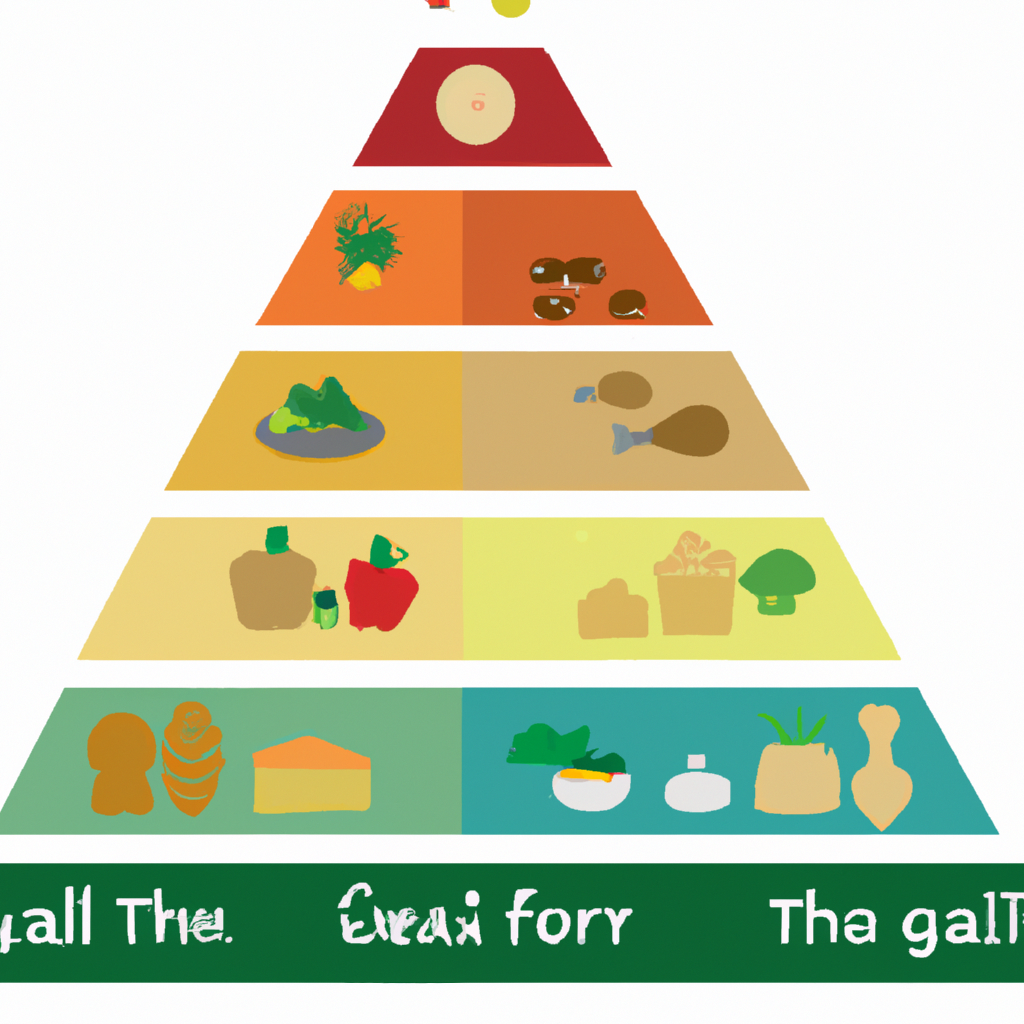 Healthy food pyramid with goal symbols.